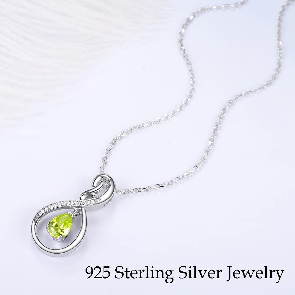 Valentines Day Birthday Gifts Wife Mom Forever Love Infinity Necklace 925 Sterling Silver February March Birthstones Amethyst Aquamarine Jewelry Gifts for Her