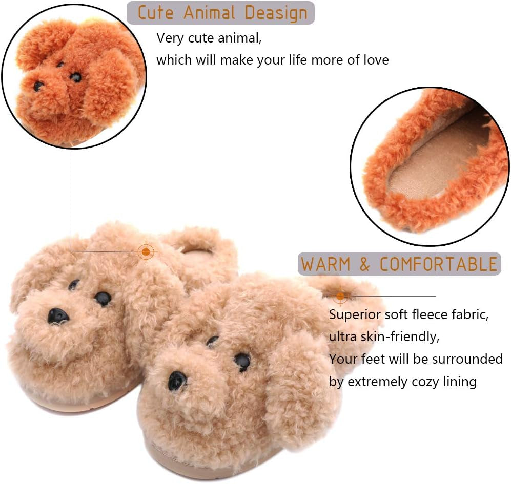 Women'S Cute Animal Slippers Warm Memory Foam Winter Slippers Soft Fleece Plush House Slippers Indoor Outdoor