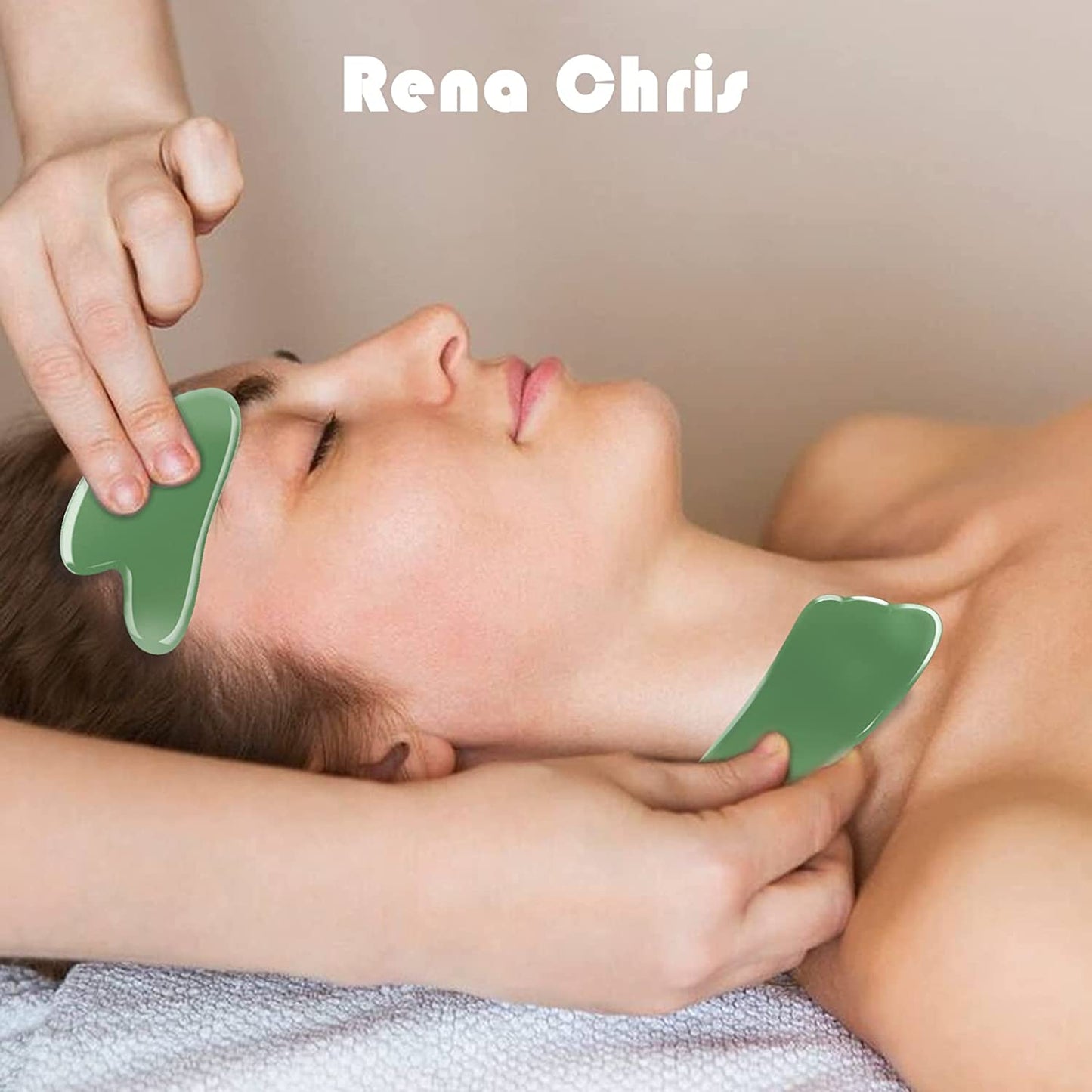 Guasha Massage Tool, 4 Pcs Gua Sha Facial Tool, Guasha Board for SPA Acupuncture Therapy Trigger Point Treatment, Gua Sha Scraping Massage Tool（Green）