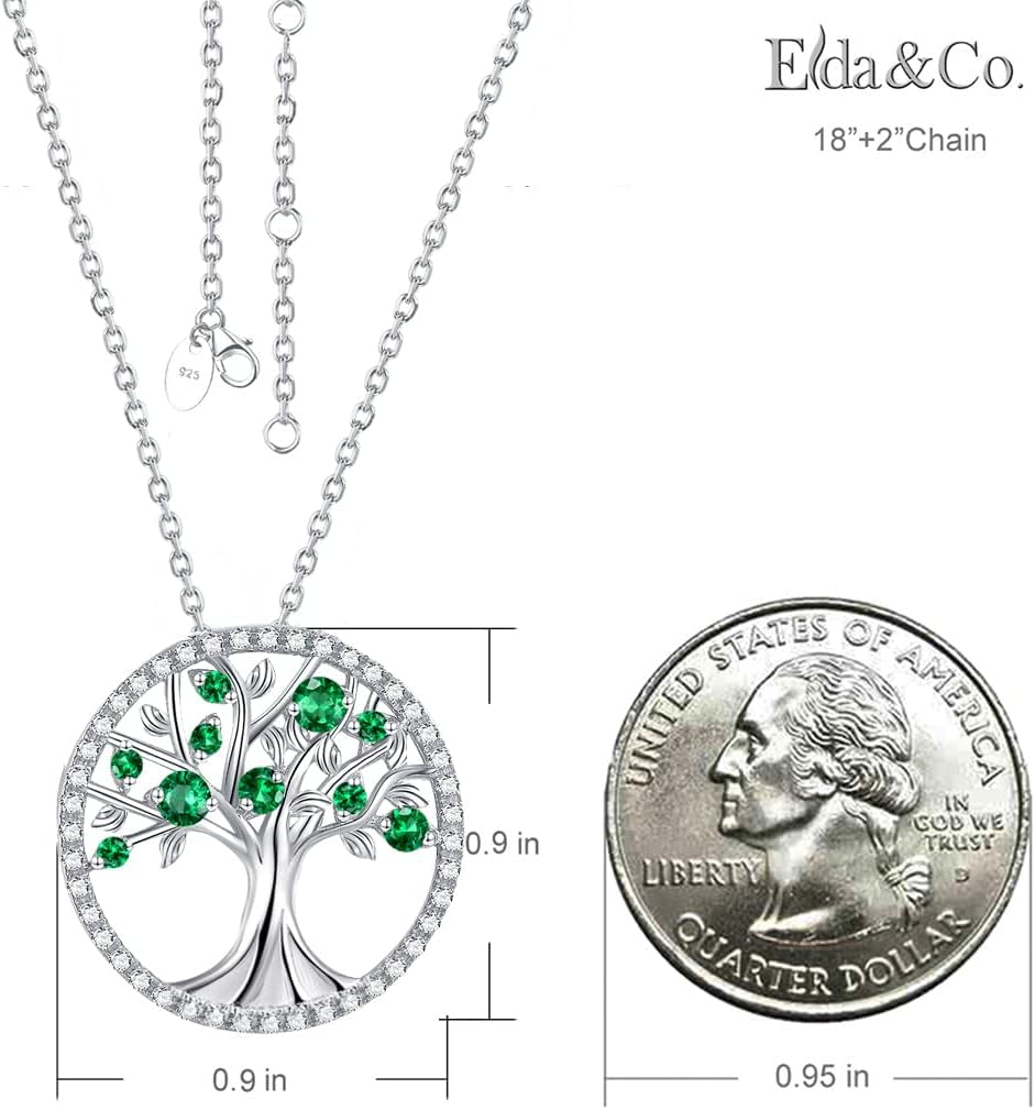 Valentines Day Jewelry Gifts Tree of Life Necklace for Women February March Birthstones Amethyst Aquamarine Necklace for Wife Mom Birthday Gifts for Her S925 Sterling Silver