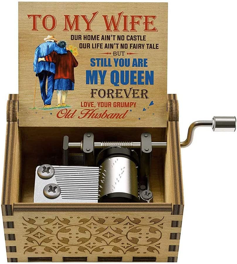 Music Box Gift for Wife, Valentine Day Anniversary Christmas Birthday Gift to Wife Girlfriend from Husband Boyfriend Romantic Hand Crank Musical Box Play You Are My Sunshine, mother’s day