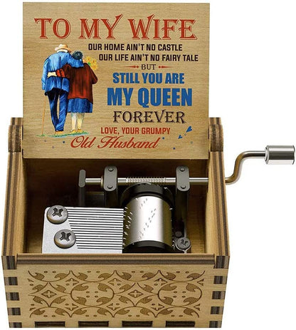 Music Box Gift for Wife, Valentine Day Anniversary Christmas Birthday Gift to Wife Girlfriend from Husband Boyfriend Romantic Hand Crank Musical Box Play You Are My Sunshine, mother’s day