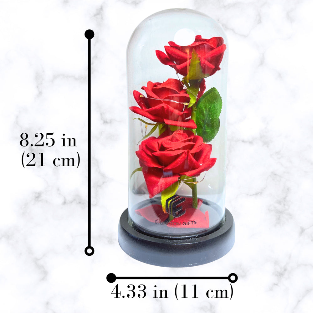 Artificial Rose Flowers Gift in Glass Dome with LED - Red Rose | Valentine'S Day Mother'S Day Christmas Anniversary Birthday Flowers Gifts for Mom Wife Girlfriend Women Her