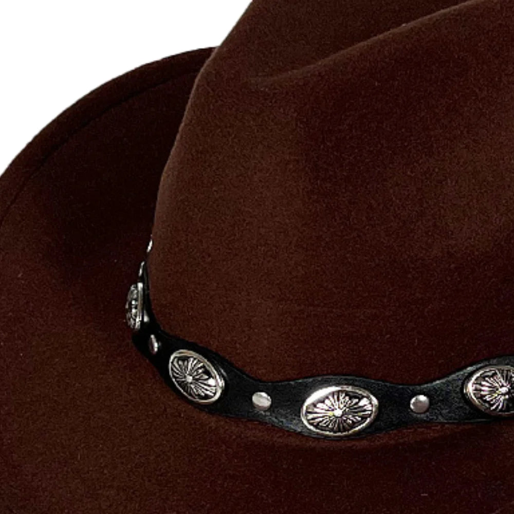 Women Men Cowboy Cowgirl Hats Felt Wide Brim Western Hat with Belt Buckle