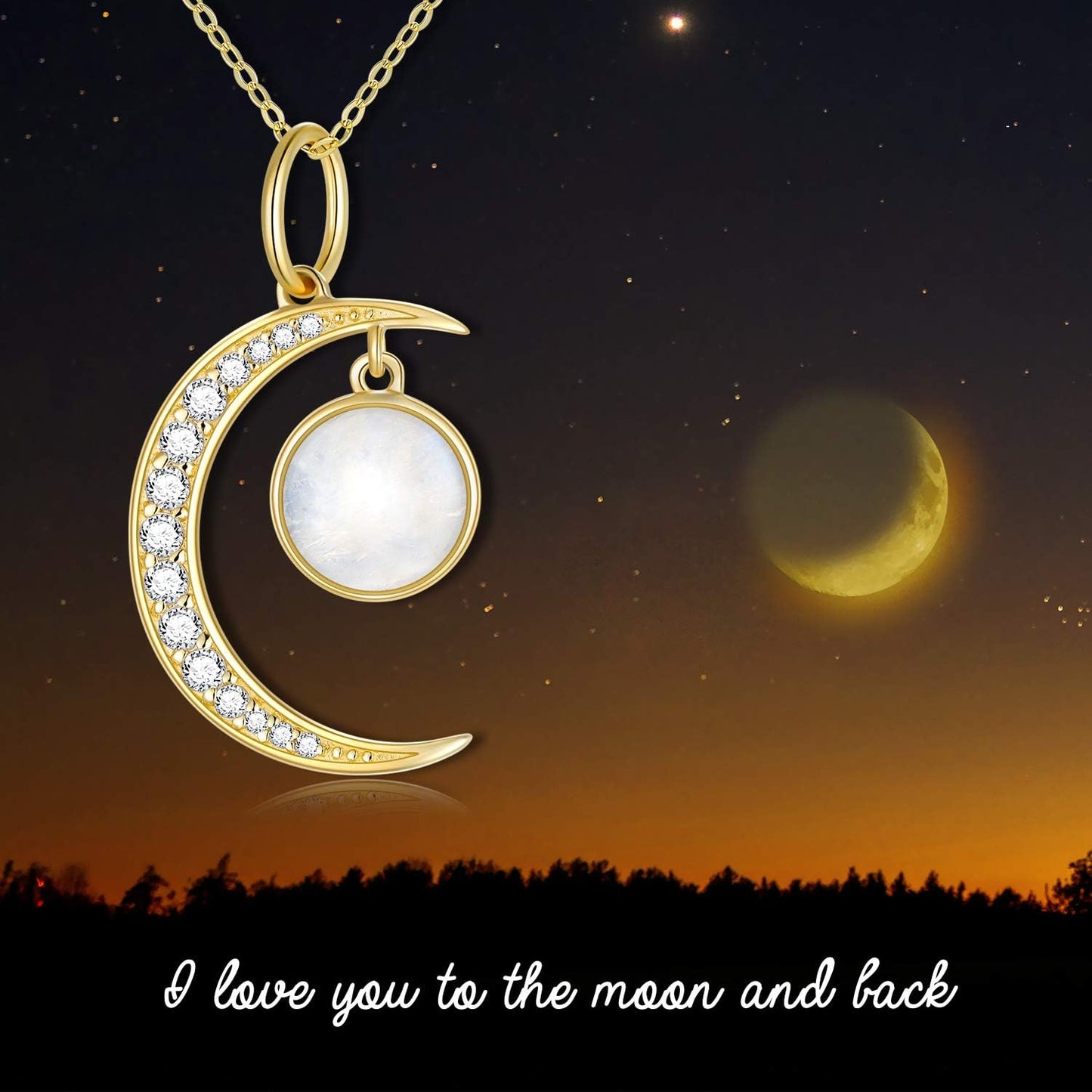 14K Solid Gold Sun Moon Star Necklace for Women 3 Style Yellow Gold Jewelry Present for Wife Girlfriend Mother