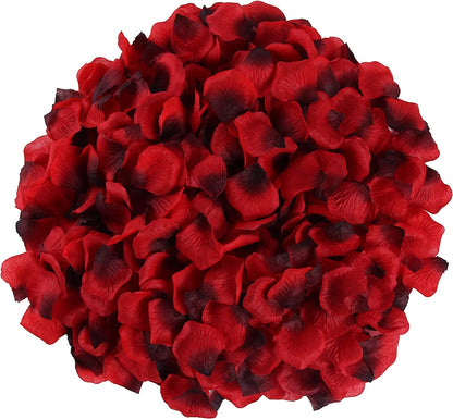 1200 Pieces Separated Artificial Rose Petals, Fake Non-Woven Fabrics Flower Petals for Mother’s Day, Romantic Night, Wedding, Party, Events, Valentine Day, Decoration, Bulk(Dark Red and Burgundy)