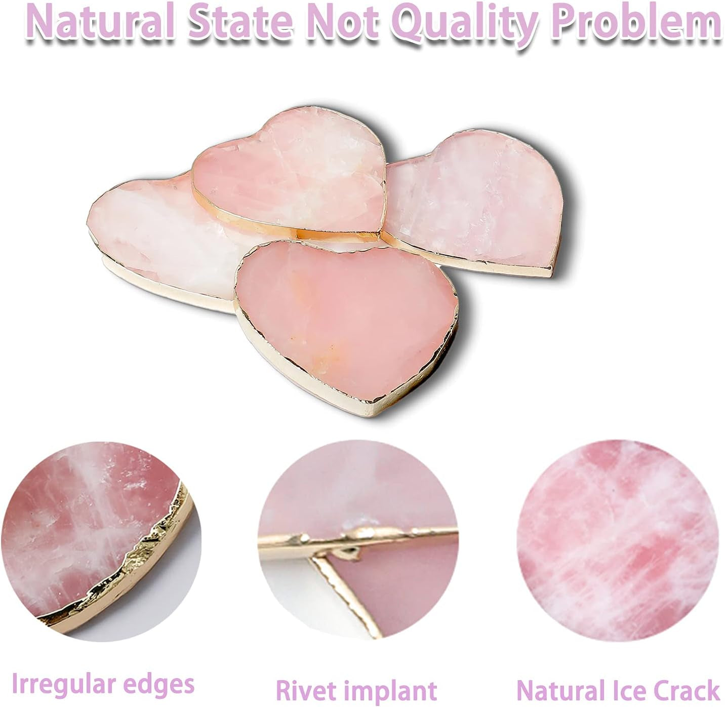 Rose Quartz Agate Coaster Heart Pink Geode Stone Coaster for Drinks Gift Box 1 Pcs,Crystal Coaster Decoration for Birthday Christmas Valentine’S Day Wedding, Coasters Coffee Table