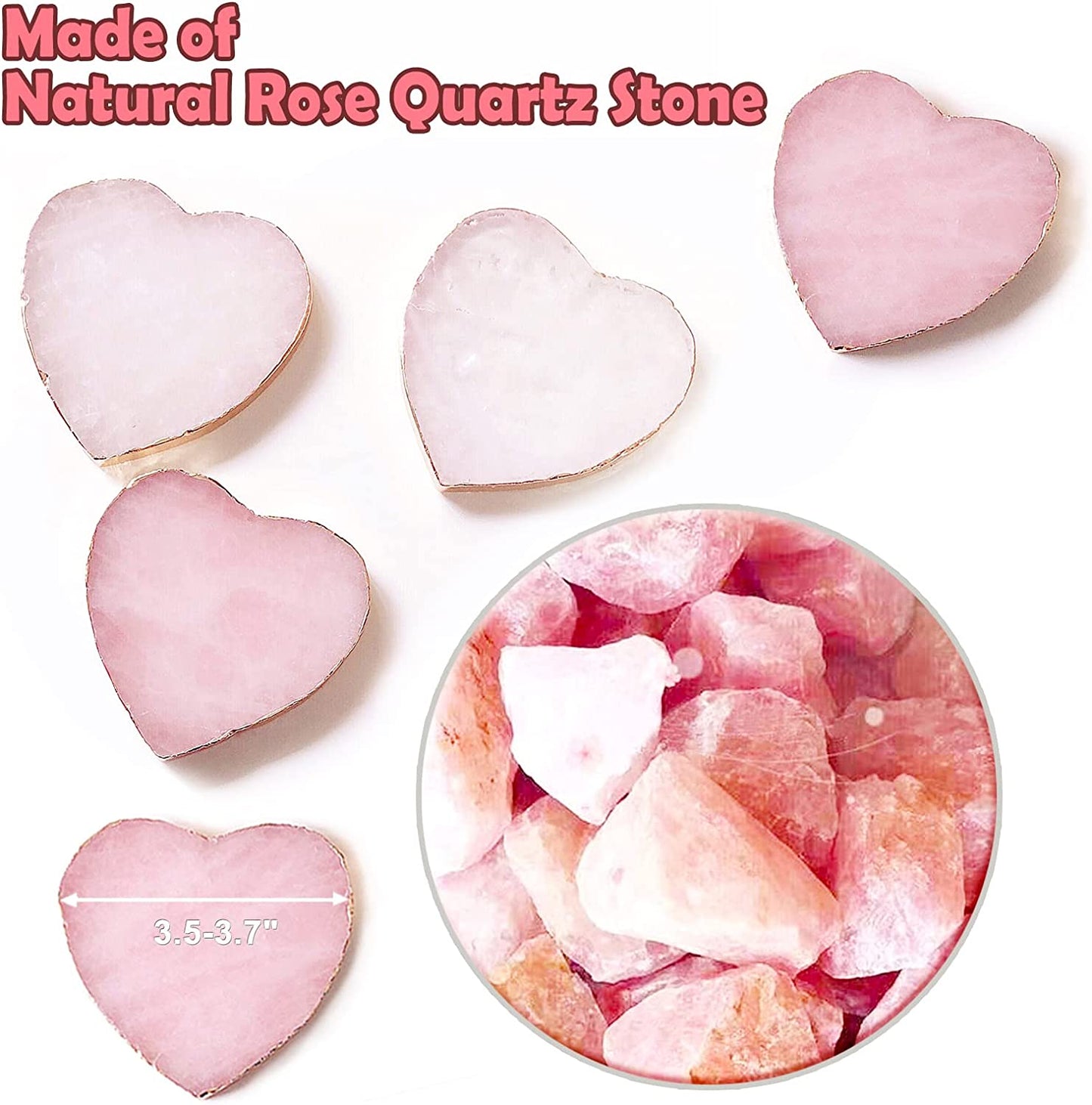 Rose Quartz Agate Coaster Heart Pink Geode Stone Coaster for Drinks Gift Box 1 Pcs,Crystal Coaster Decoration for Birthday Christmas Valentine’S Day Wedding, Coasters Coffee Table