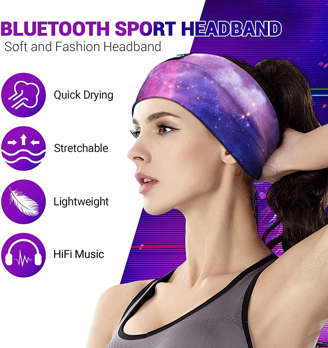 Sleep Headphones Bluetooth Headband Sleeping Wireless Headband Headphones with Thin HD Stereo Speakers Perfect for Side Sleepers, Sport, Yoga, Travel