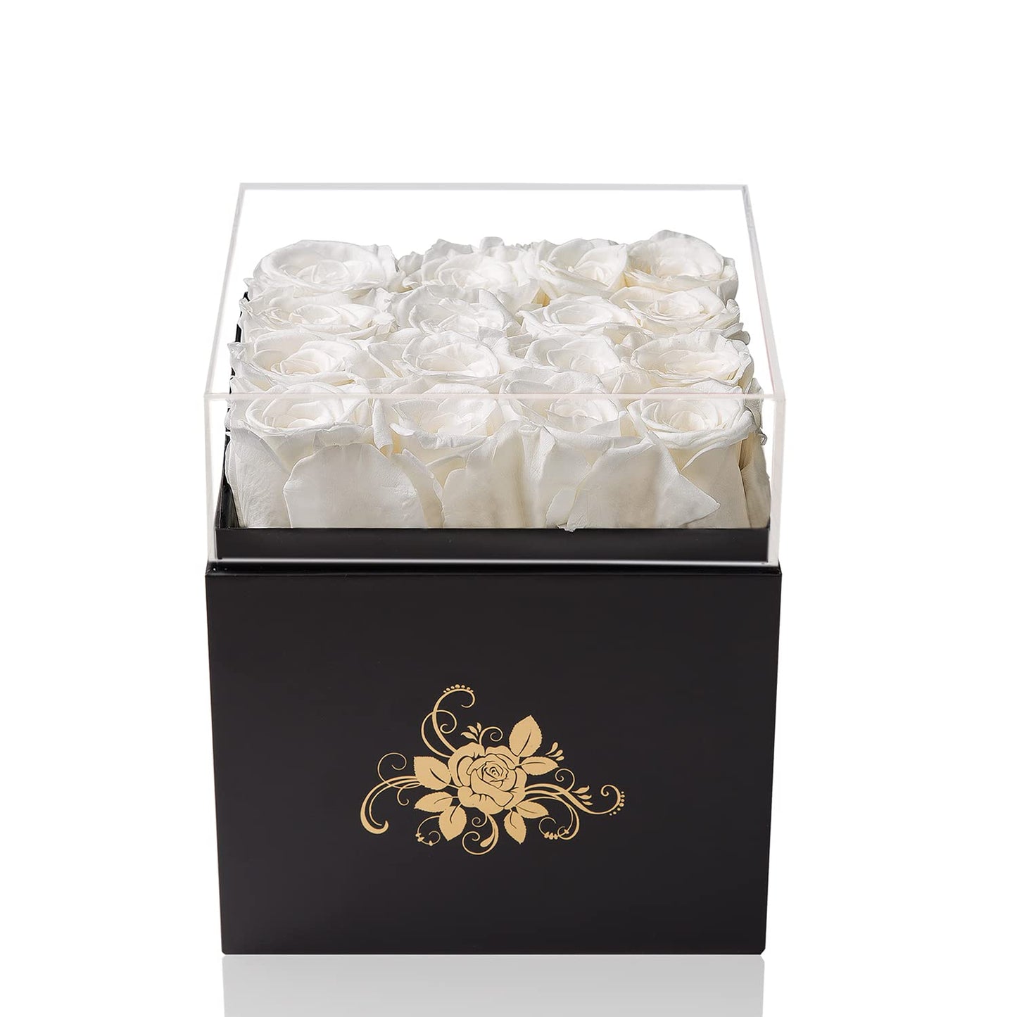 Luxury Preserved Roses in a Box, White Real Roses Valentines Day Gifts for Her, Birthday Gifts for Women, for Wife, Mother’s Day 