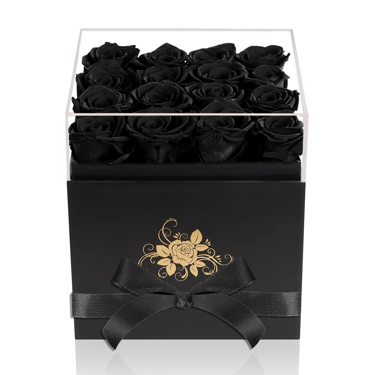 Luxury Preserved Roses in a Box, Black Real Roses Valentines Day Gifts for Her, Birthday Gifts for Women, for Wife