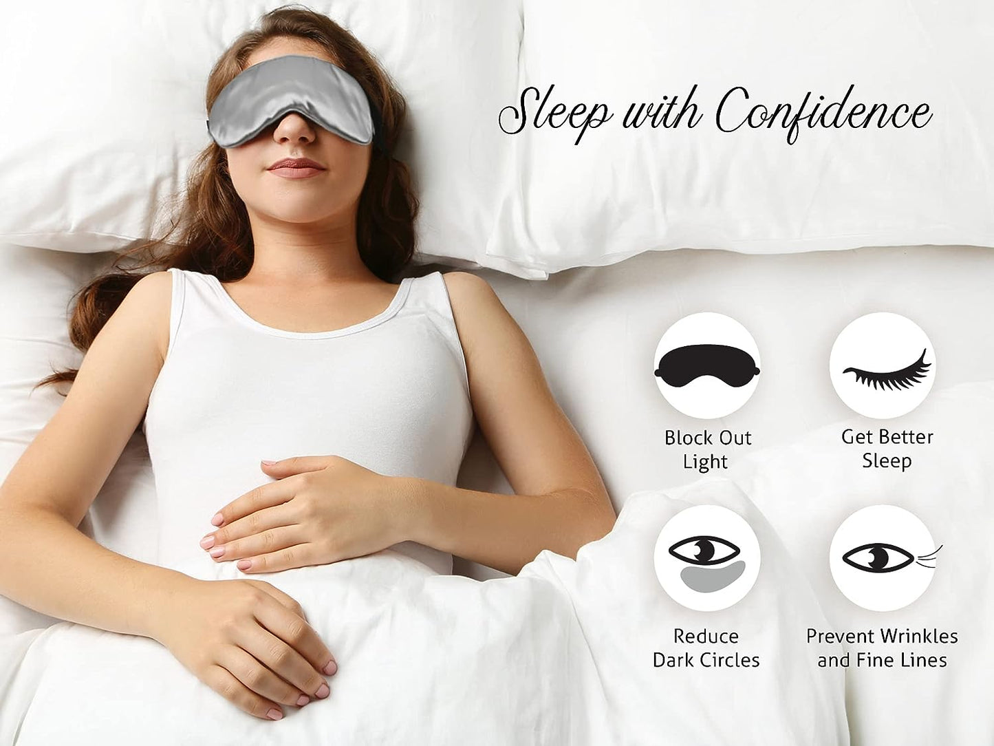 Silk Eye Mask with Elastic Band - 100% Pure Mulberry Sleep Mask - 25 Momme, Anti-Aging, Hypoallergenic, Blocks Light - Soft & Smooth Night Eye Cover for Sleeping & Travel with Box