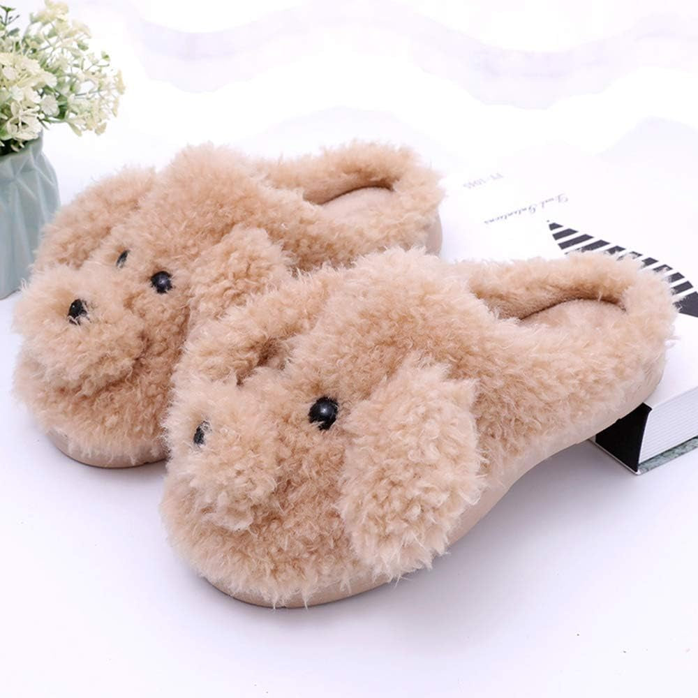 Women'S Cute Animal Slippers Warm Memory Foam Winter Slippers Soft Fleece Plush House Slippers Indoor Outdoor