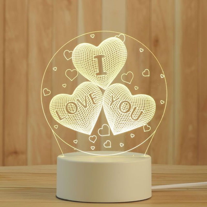 Creative 3D Night Lamp Acrylic Desktop Nightlight Boys and Girls Holiday Gift Decorative Night Lamp Bedroom Bedside Table Lamp