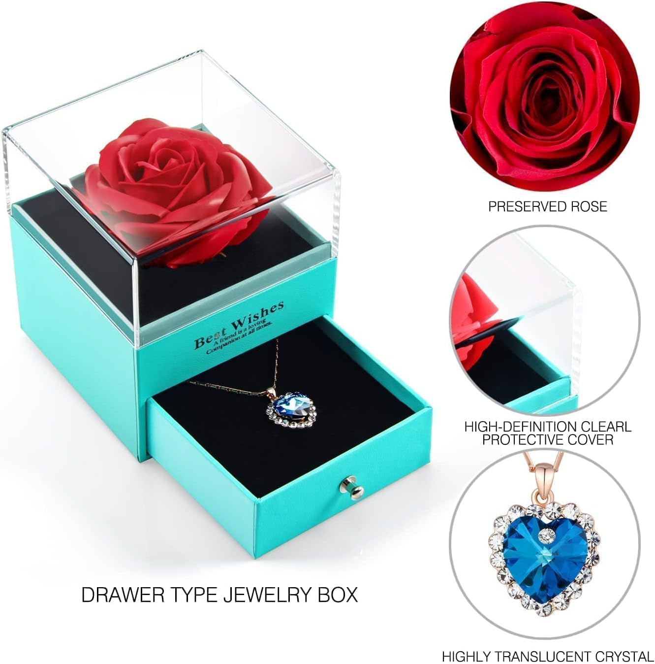 Preserved Rose with Necklaces for Women, Gifts for Women-Mom Girlfriend Wife Fiancée Girls, Mother’S Day Anniversary Birthday Valentines Day Gifts for Her