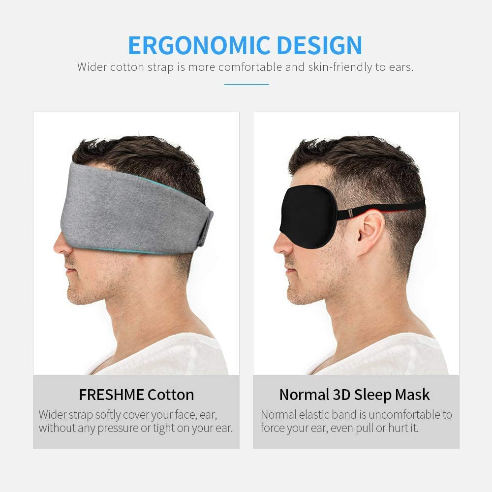 Handmade Cotton Sleep Mask - Upgrade Design Light Blocking Sleeping Eye Mask Soft Oversized Eye Shape Blinder Blindfold Airplane with Pouch for Nap Sleeping Travel for Women Men Kids(Gray Modal)