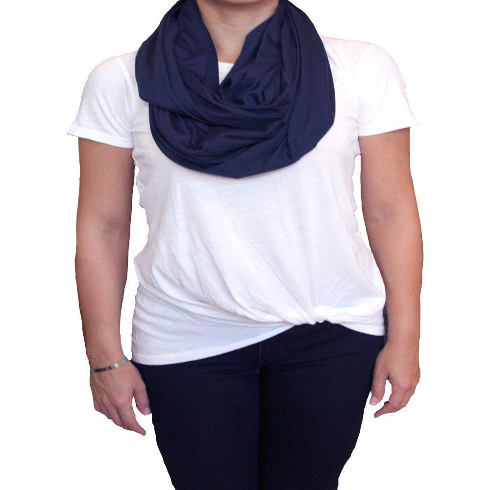 Infinity Nursing Scarf Nursing Cover for Breastfeeding Privacy in Navy Blue