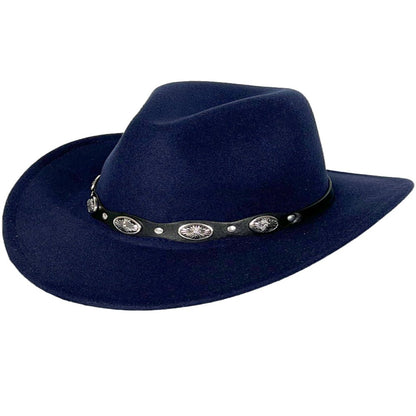 Women Men Cowboy Cowgirl Hats Felt Wide Brim Western Hat with Belt Buckle