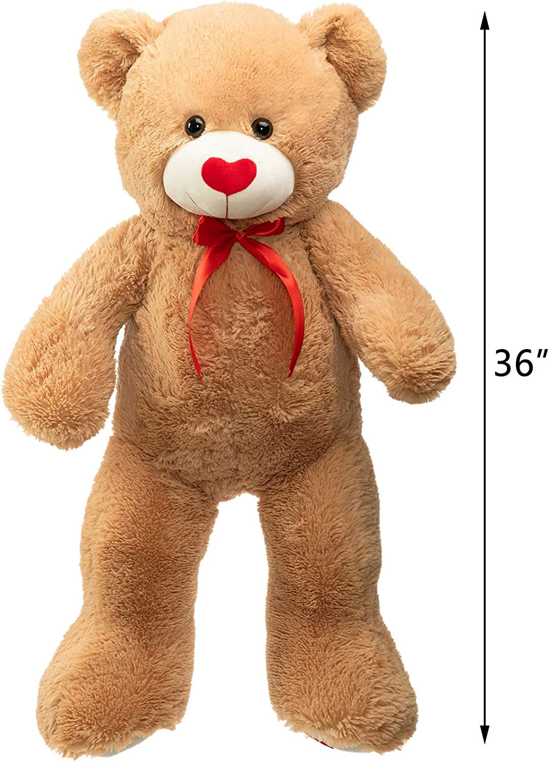 Giant Teddy Bear Stuffed Animal Large Bear Plush with Red Heart for Girlfriend and Kids Valentine'S Day 36 Inch Tan