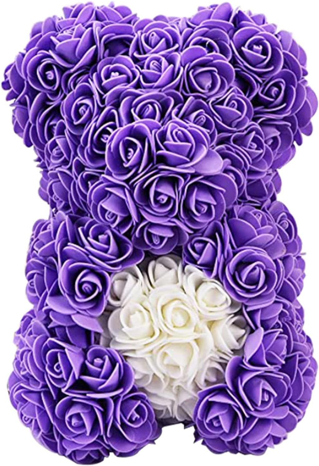 Rose Bear Hand Madeteddy Bear with Heart-Gift for Mother'S Day,Valentines Day, Anniversary& Bridal Showers Wedding Clear Gift Box(10") (Purple)