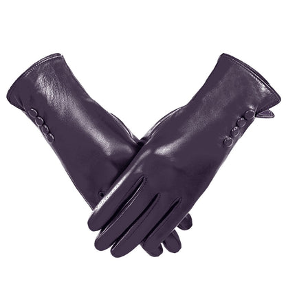 Winter Gloves PU Leather Gloves for Women, Warm Thermal Windproof Gloves with Wool Lining