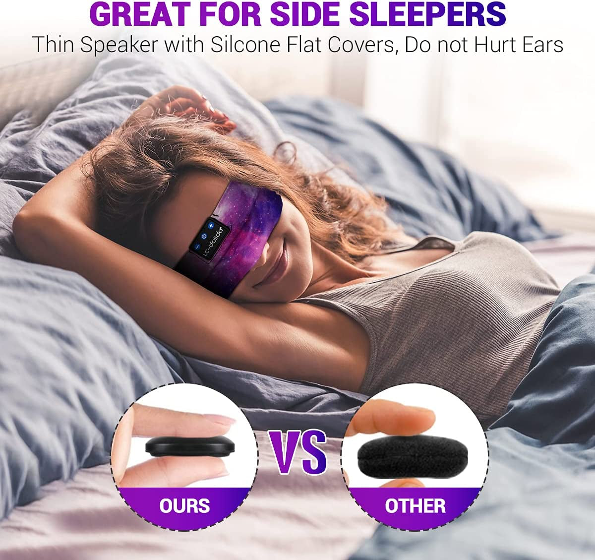 Sleep Headphones Bluetooth Headband Sleeping Wireless Headband Headphones with Thin HD Stereo Speakers Perfect for Side Sleepers, Sport, Yoga, Travel