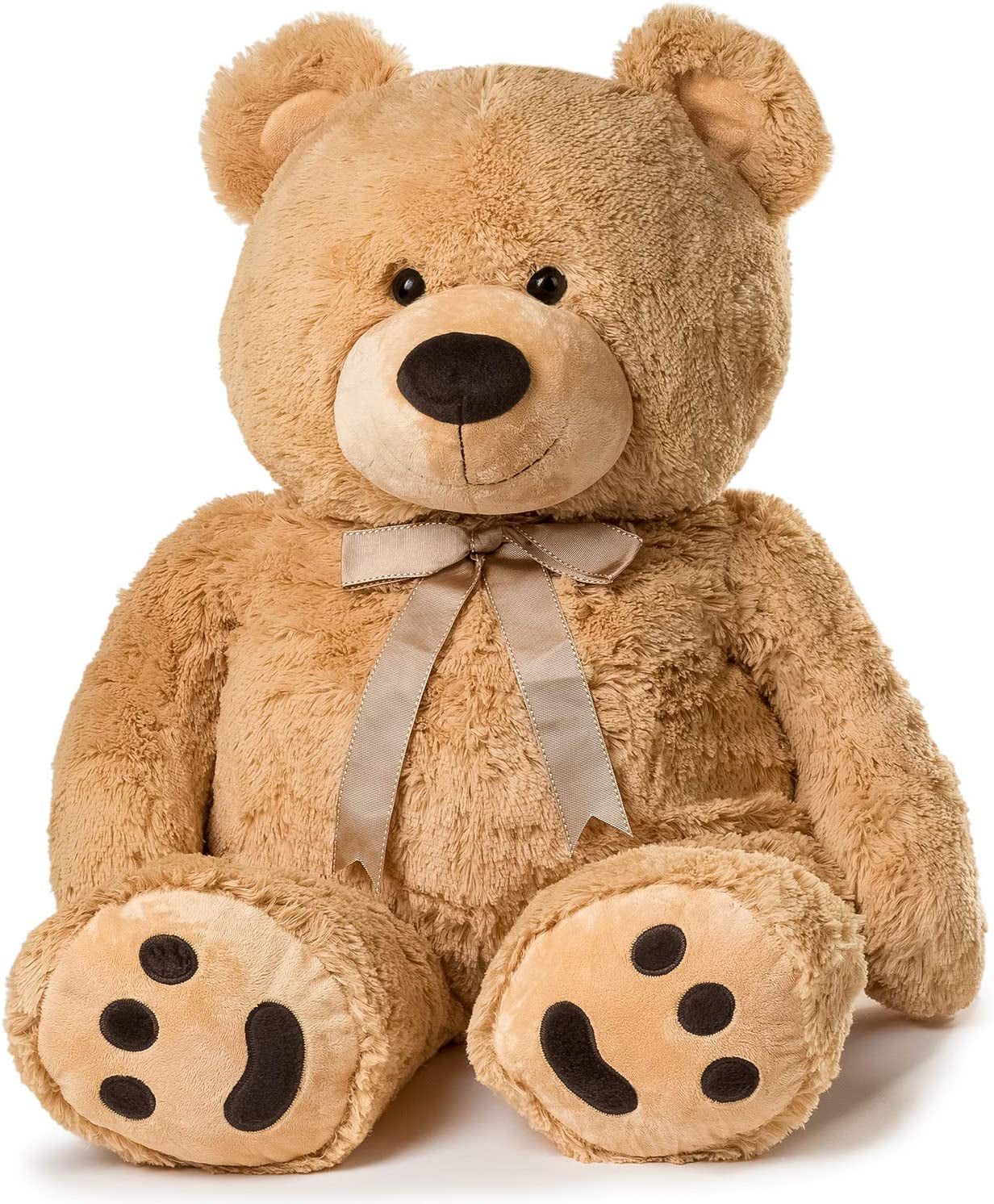 Huge Teddy Bear with Ribbon, Tan