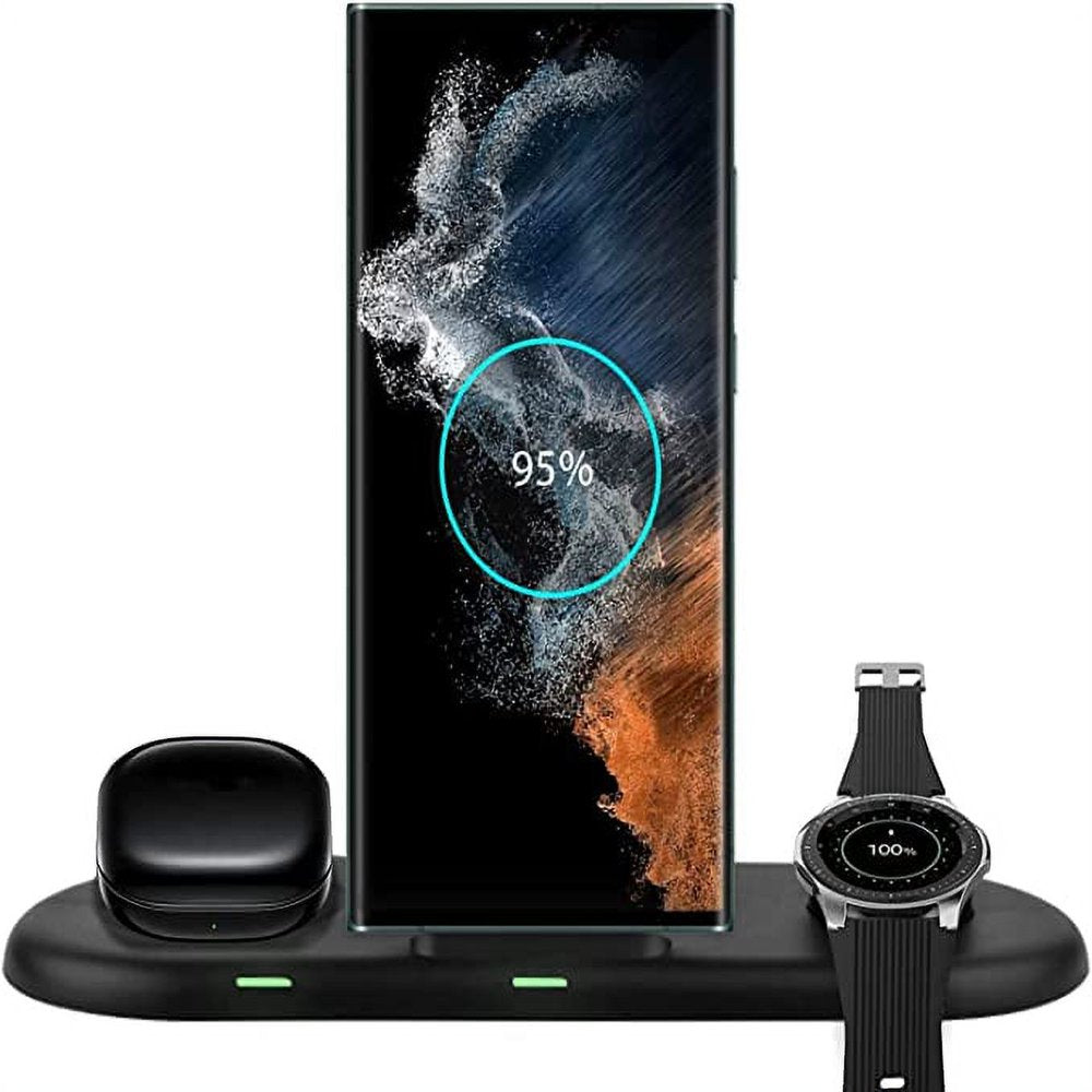 3 in 1 Wireless Charging Station for Samsung Galaxy S23 Ultra/S23/S23+/Z Fold 5/Z Flip5/Z Fold 3/S22/S21/S20, Samsung Watch Charger for Galaxy Watch 6 Classic/ 6/5 Pro/4/3/Active 2, Galaxy Buds2 Pro