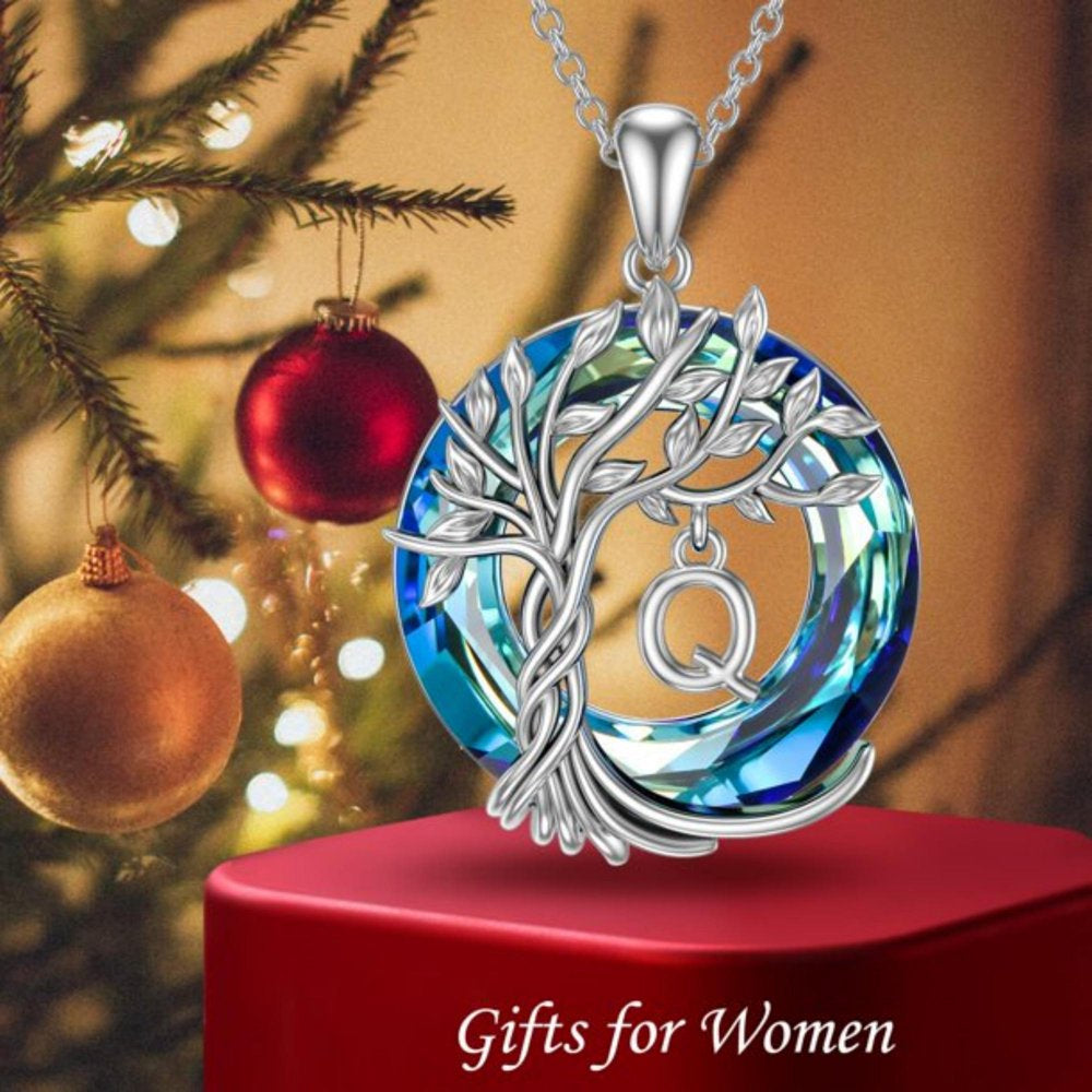 Gift for Women Tree of Life Necklace for Women with Initial Letter Jewelry Anniversary 26 English Alphabet Necklace Jewelry Gifts, Mother’s Day 