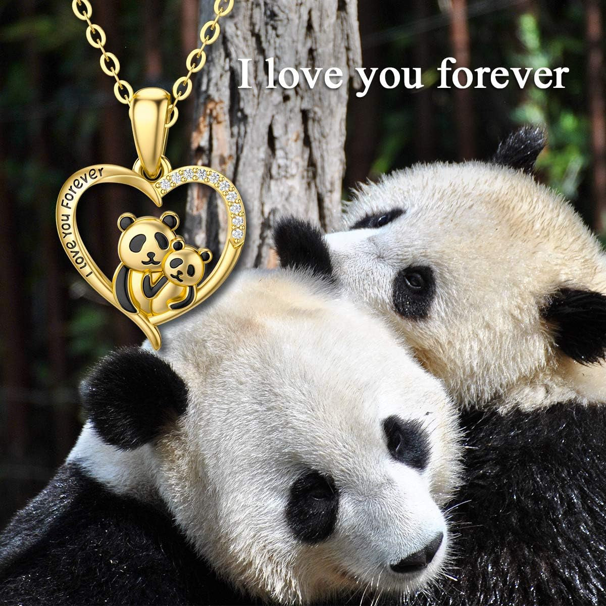 14K Solid Gold Panda Pendant Necklaces for Women Yellow Gold Jewelry Present for Wife Girlfriend Mother,16+1+1 Inch