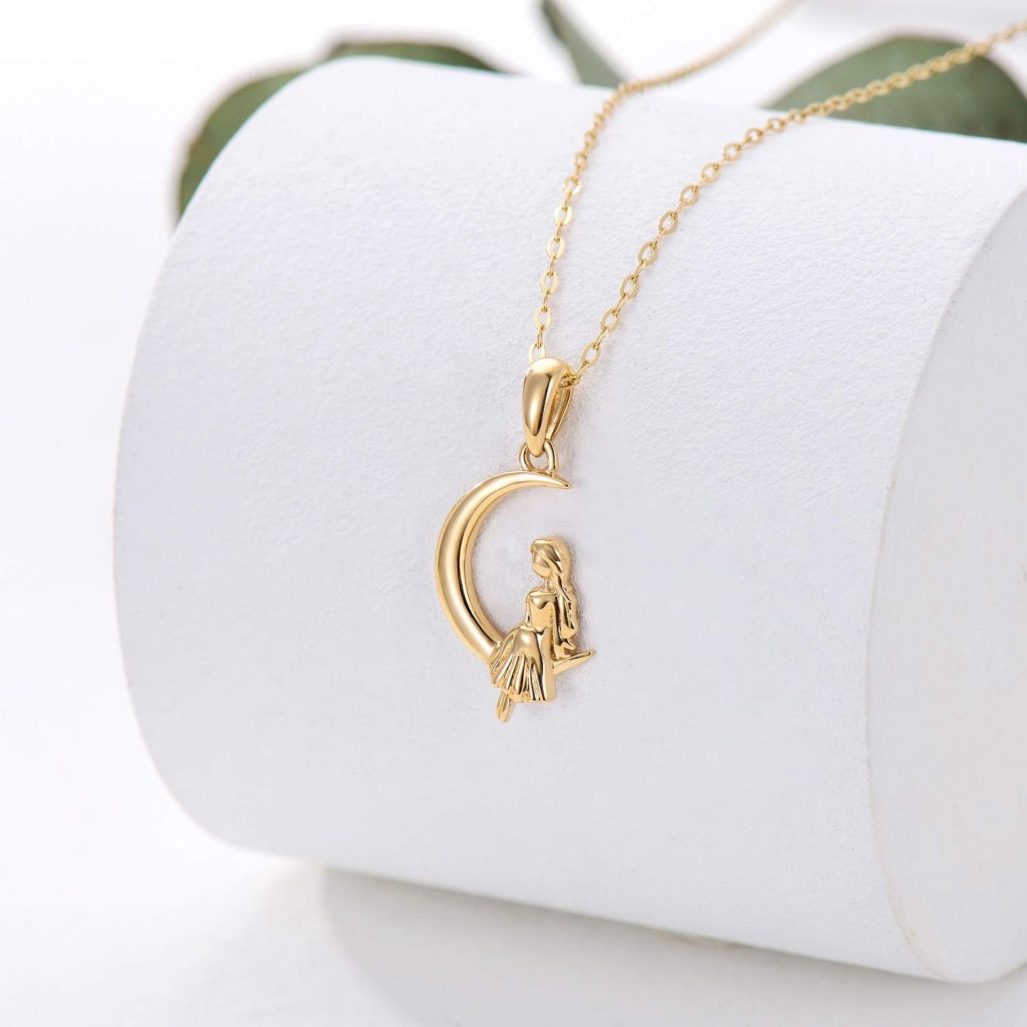 14K Solid Gold Sun Moon Star Necklace for Women 3 Style Yellow Gold Jewelry Present for Wife Girlfriend Mother