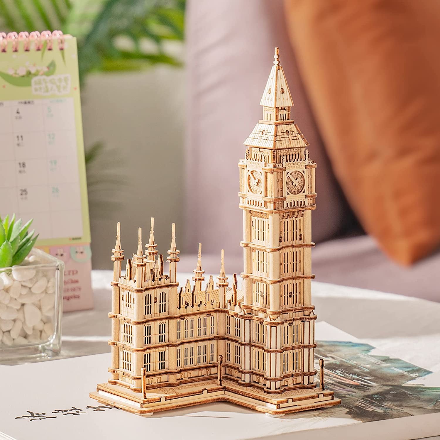 3D Wooden Puzzles Big Ben for Adults & Kids -220 Pieces 3D Puzzle London Architecture Model Kits with LED Desk Decor Gift for Teens/Adults