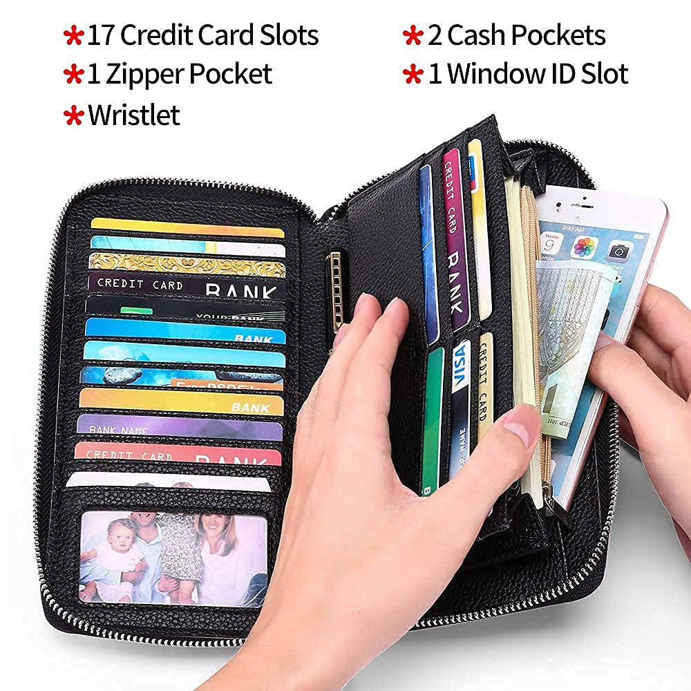 Women Leather Wallets RFID Blocking Zip around Credit Card Holder Phone Clutch for Anniversary, Birthday, Valentines Day, Mother’s Day, Gift for any occasion 