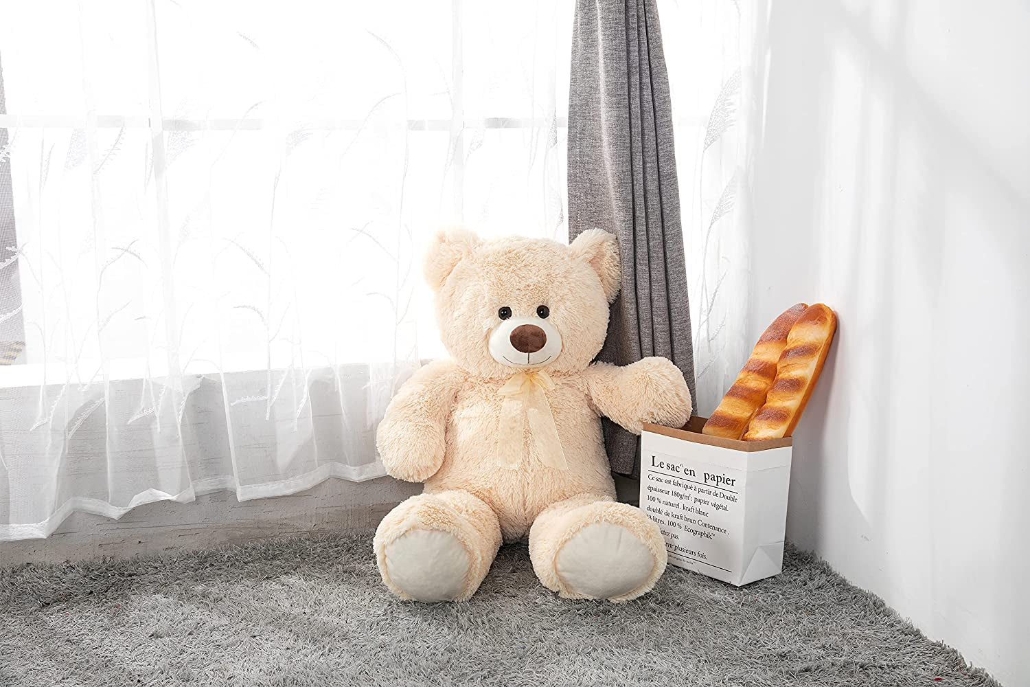 36 Inch Big Teddy Bear Cute Giant Stuffed Animals Soft Plush Bear for Girlfriend Kids, Beige