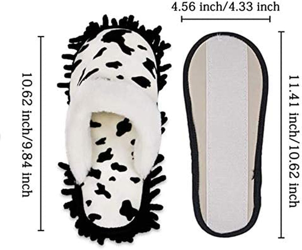 Cow Pattern Microfiber Mop Slippers Shoes Detachable House Floor Dust Cleaning Tool