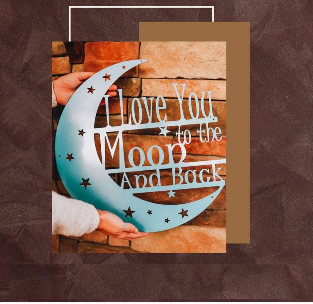 I Love You to the Moon and Back -  - 12 in (Silver) - Powder Coated Metal - Wall Art Laser Cut Holes