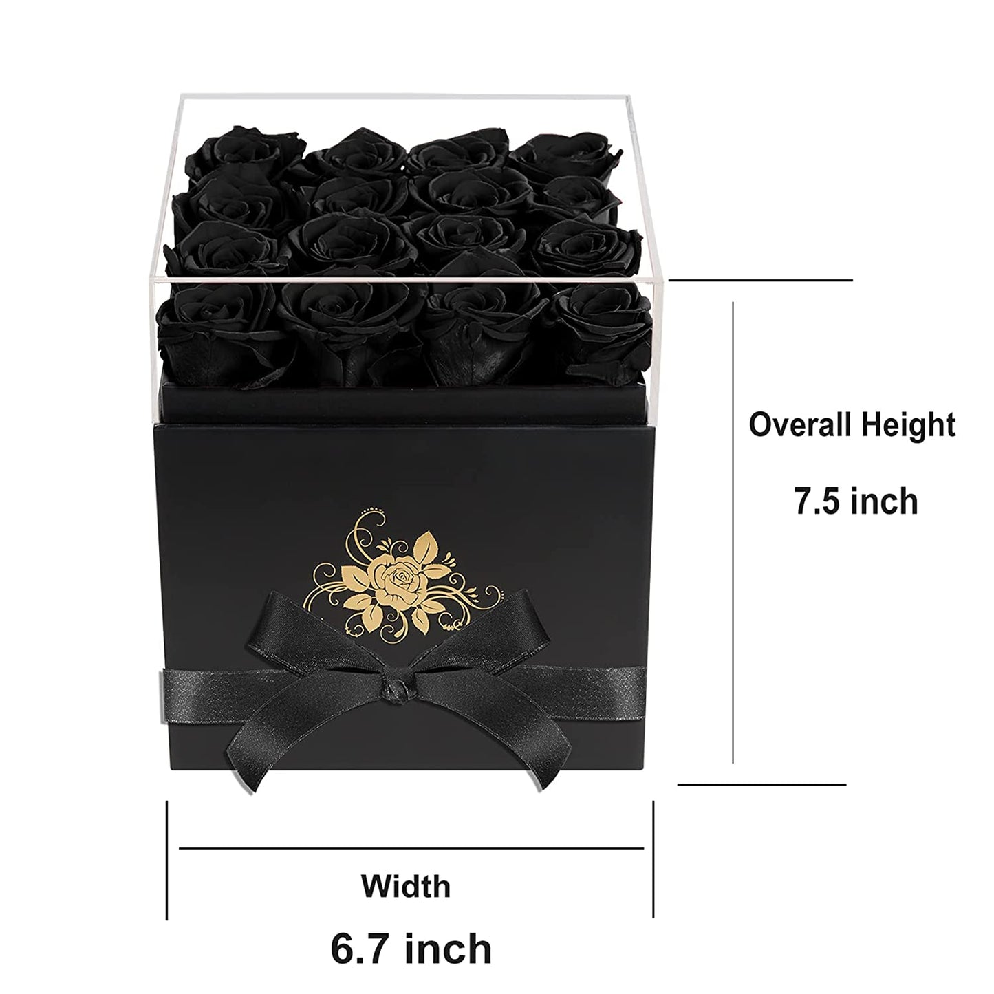 Luxury Preserved Roses in a Box, Black Real Roses Valentines Day Gifts for Her, Birthday Gifts for Women, for Wife