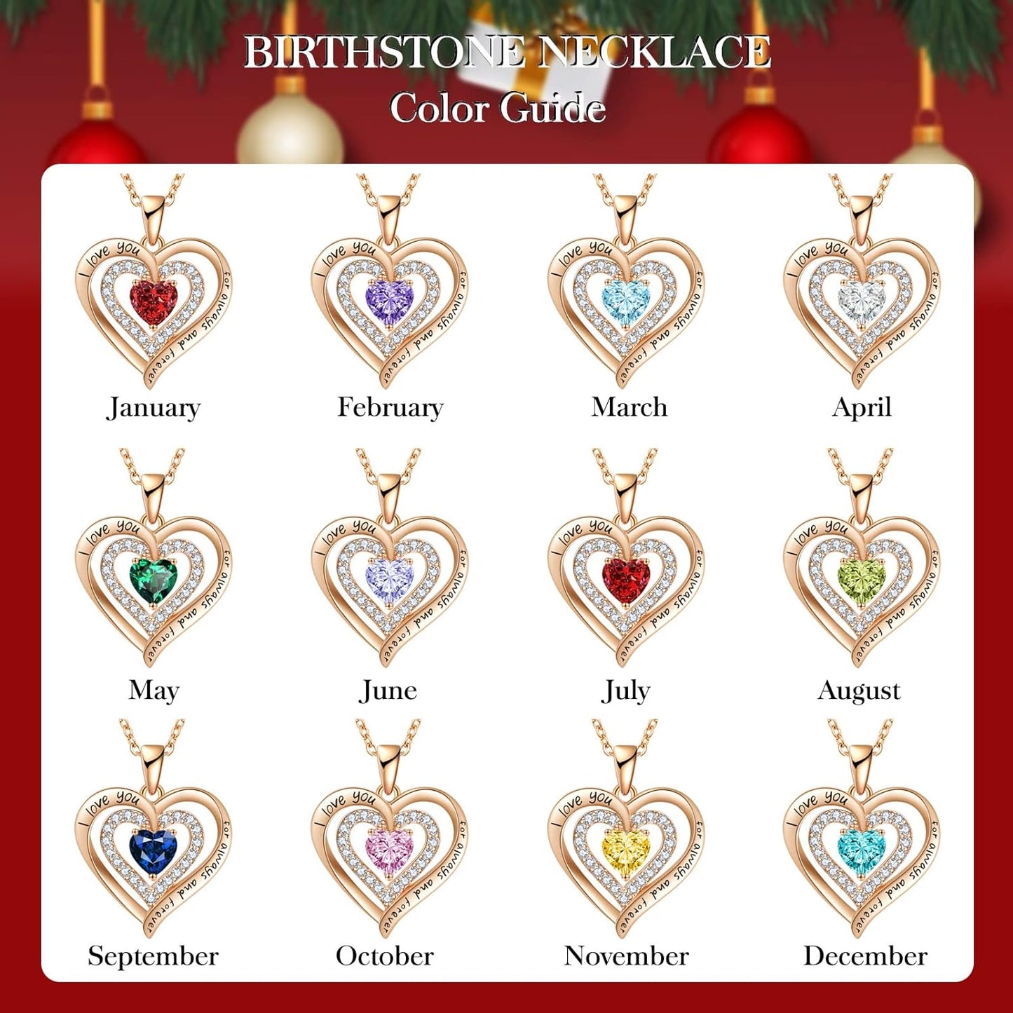 Birthstone Jewelry Heart Pendant Necklace for Birthday Anniversary Presents for Mother'S Day, Valentine'S Day, Christmas Gemstone Necklaces for Her Mom Girls- 18K Gold Filled with 925 Sterling Silver