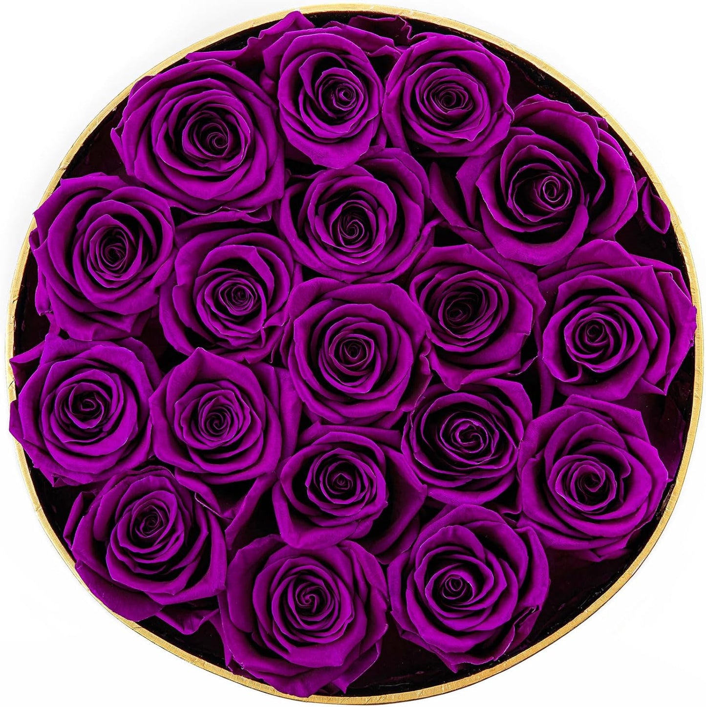 Preserved Roses That Last a Year Forever Flowers in a Box Flowers for Delivery Prime Gifts for Her Valentines Day Mothers Day (Round Black Box, 18 Purple Roses)