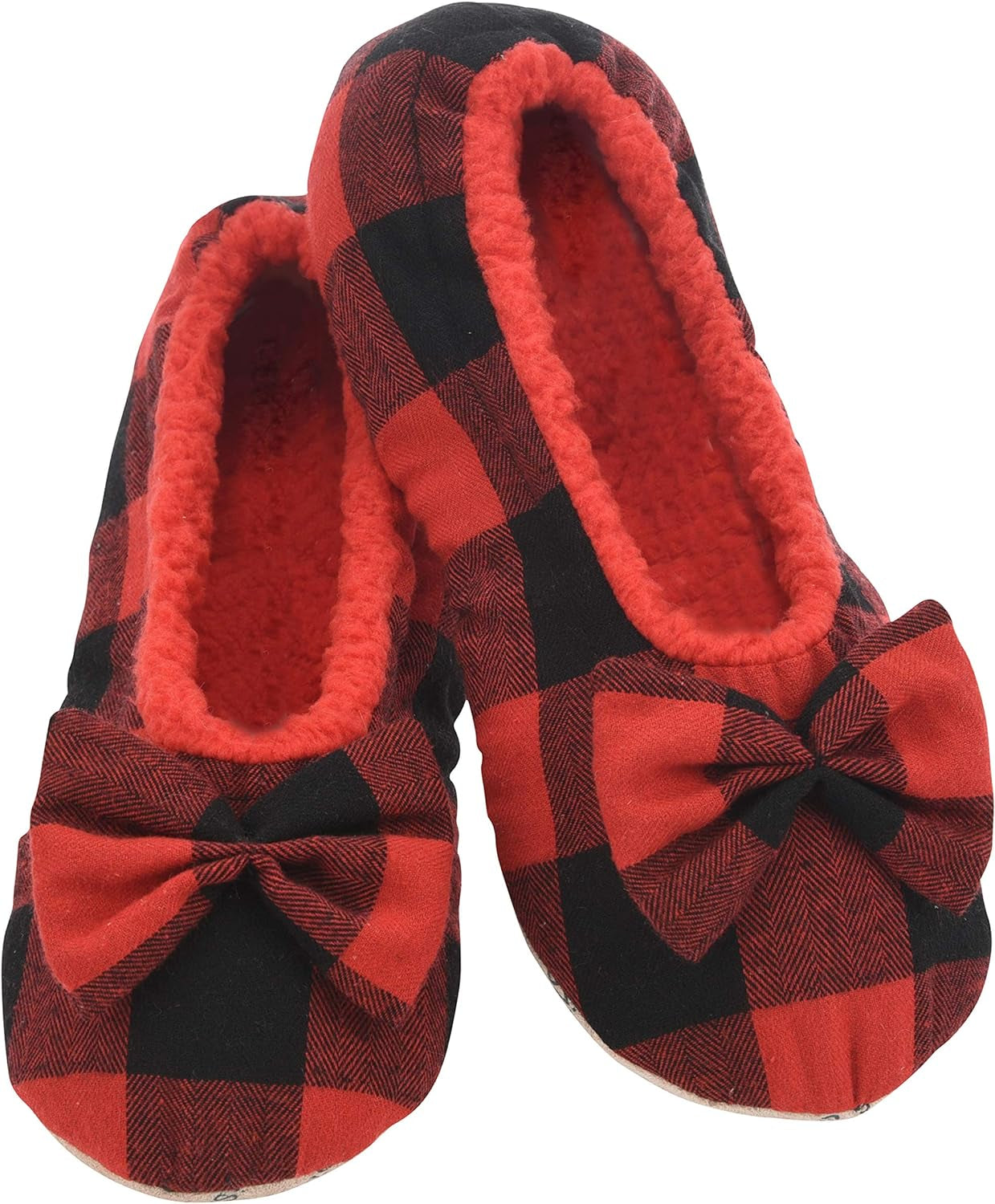 Slippers for Women - Buffalo Plaid Ballerina Womens Slippers - Fuzzy House Slippers for Women - Lightweight Slippers