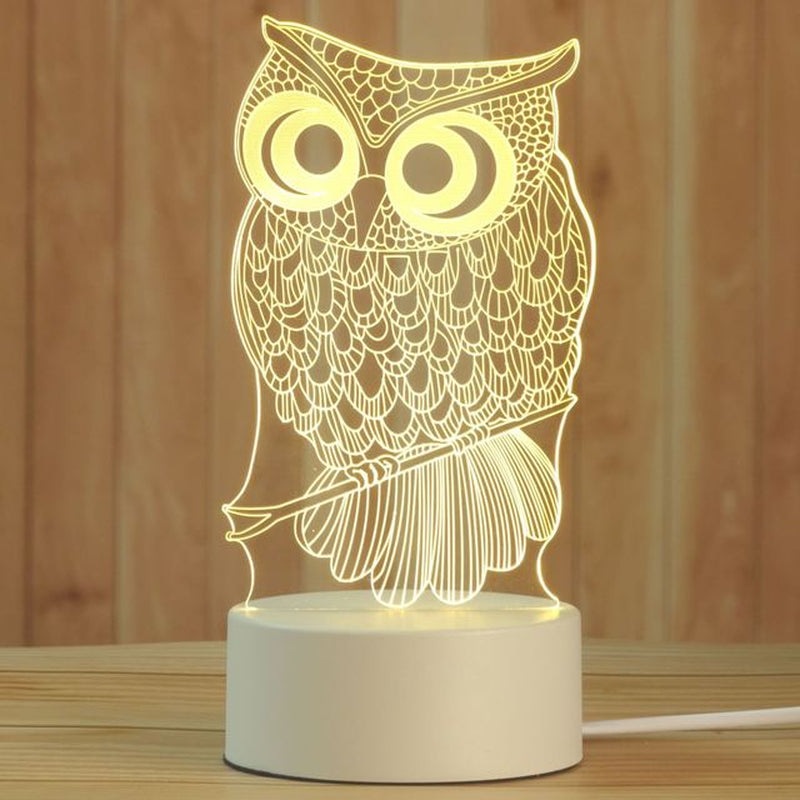 Creative 3D Night Lamp Acrylic Desktop Nightlight Boys and Girls Holiday Gift Decorative Night Lamp Bedroom Bedside Table Lamp