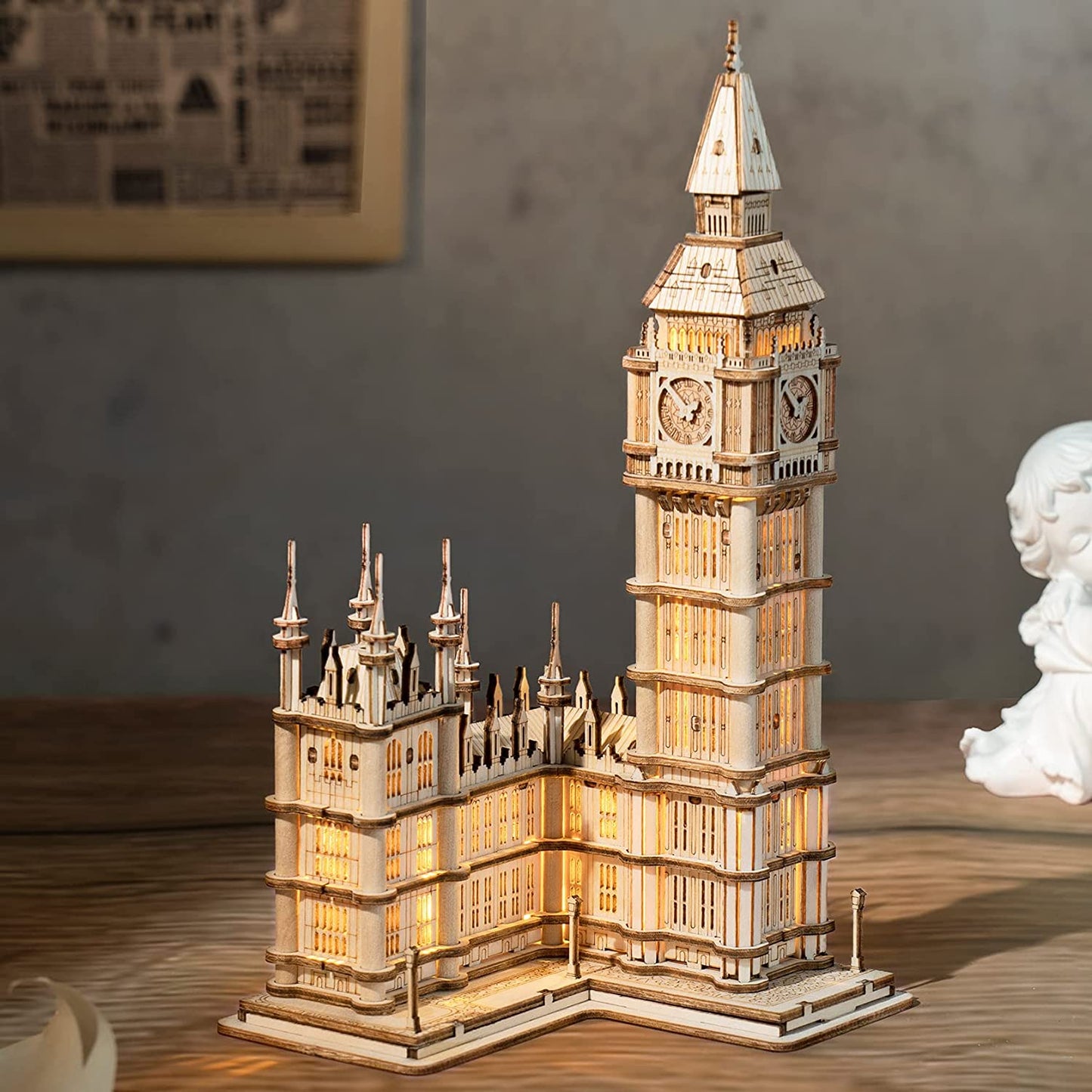 3D Wooden Puzzles Big Ben for Adults & Kids -220 Pieces 3D Puzzle London Architecture Model Kits with LED Desk Decor Gift for Teens/Adults