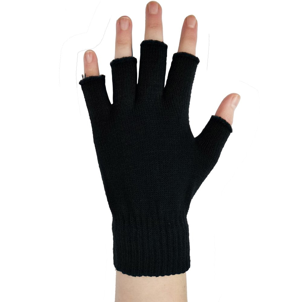 12 Pairs Fingerless Gloves Knit Touchscreen Mittens Black Warm Stretchy Half Finger Gloves for Women Men or Teens