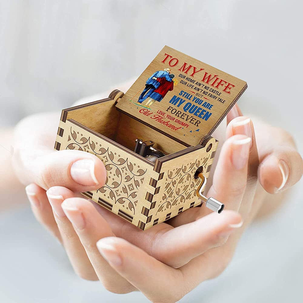 Music Box Gift for Wife, Valentine Day Anniversary Christmas Birthday Gift to Wife Girlfriend from Husband Boyfriend Romantic Hand Crank Musical Box Play You Are My Sunshine, mother’s day