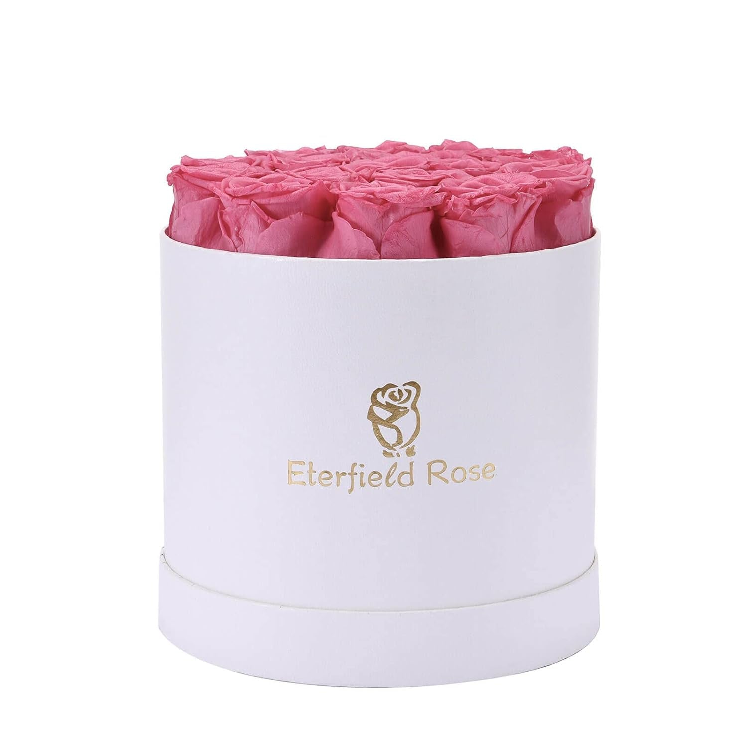 16-Piece Forever Flowers Preserved Rose in a Box Real Roses That Last a Year Preserved Flowers for Delivery Prime Mothers Day Valentines Day Christmas Day (Pink Roses, round White Box)