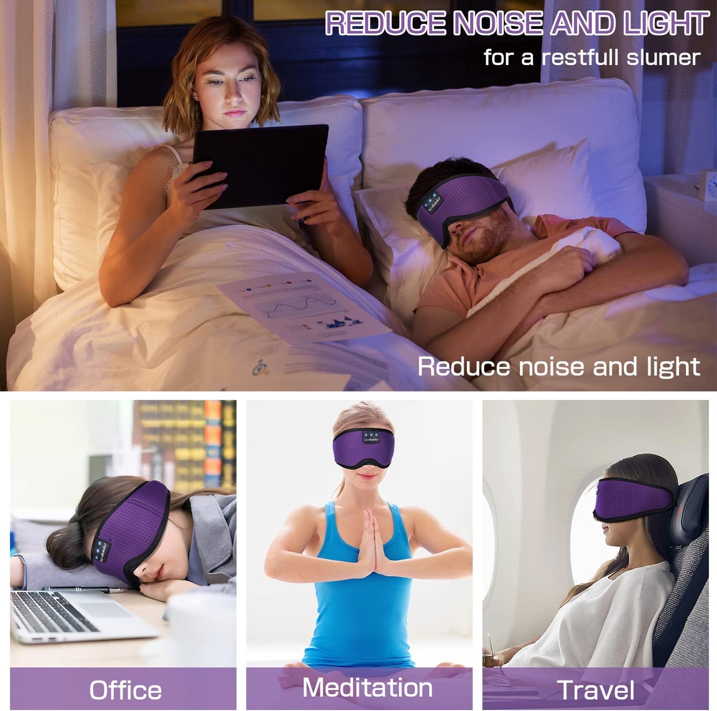 Sleep Mask with Bluetooth Headphones, Sleep Headphones Bluetooth Sleep Mask 3D Sleeping Headphones for Side Sleepers Best Gift and Travel Essential (Classical Purple)