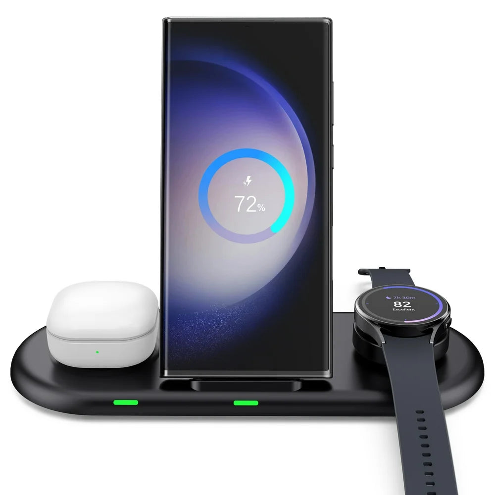 3 in 1 Wireless Charging Station for Samsung Galaxy S23 Ultra/S23/S23+/Z Fold 5/Z Flip5/Z Fold 3/S22/S21/S20, Samsung Watch Charger for Galaxy Watch 6 Classic/ 6/5 Pro/4/3/Active 2, Galaxy Buds2 Pro