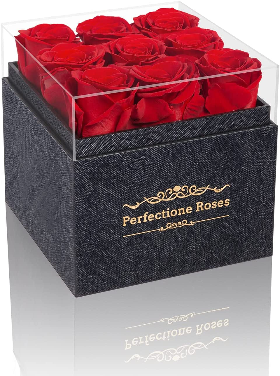 Preserved Flowers in a Box, Red Real Roses Long-Lasting Rose Birthday Gifts for Her Anniversary Mother'S Day Valentine'S Day Christmas Day(Black Medium Square Box)