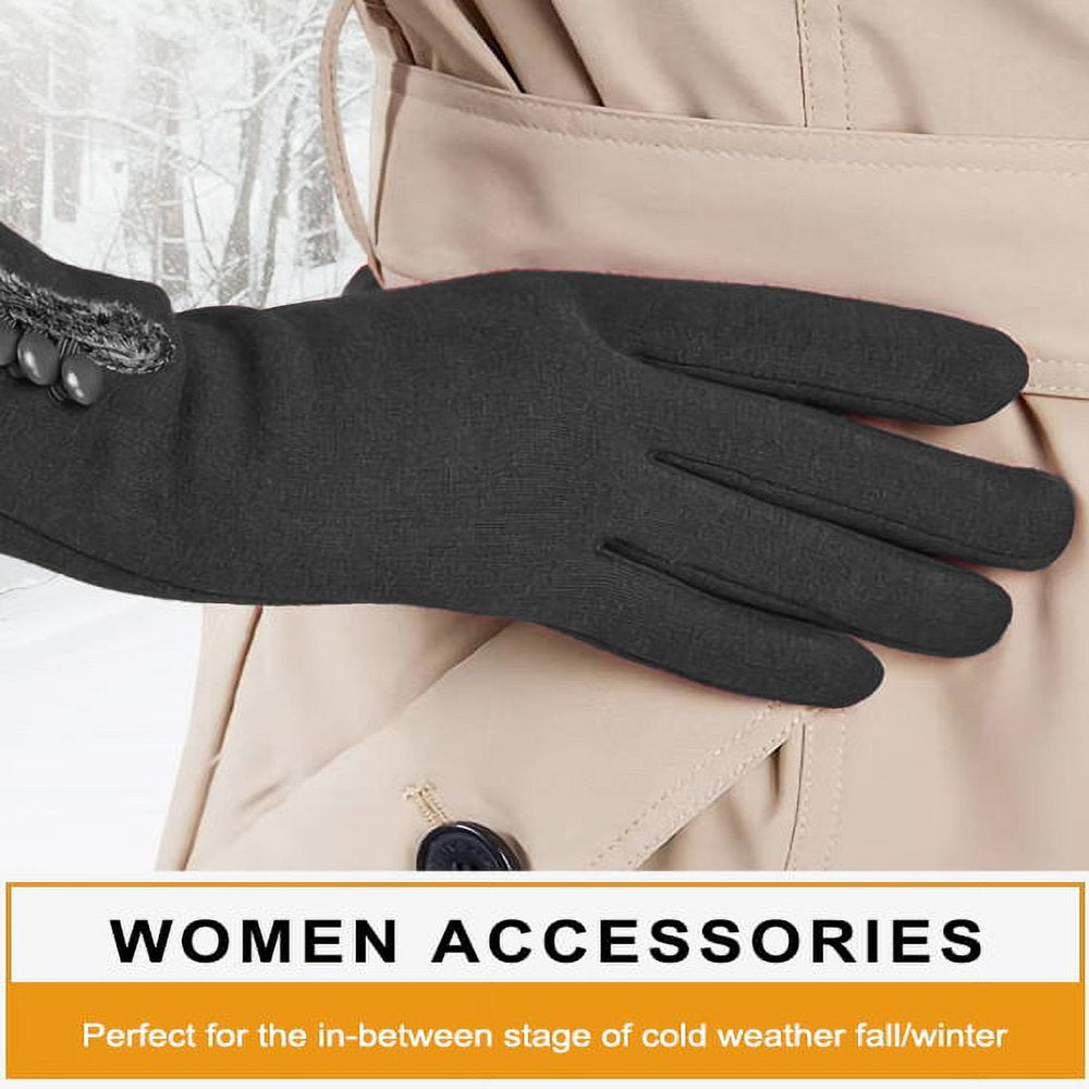 Womens Winter Warm Gloves with Sensitive Touch Screen Texting Fingers, Fleece Lined Windproof Gloves