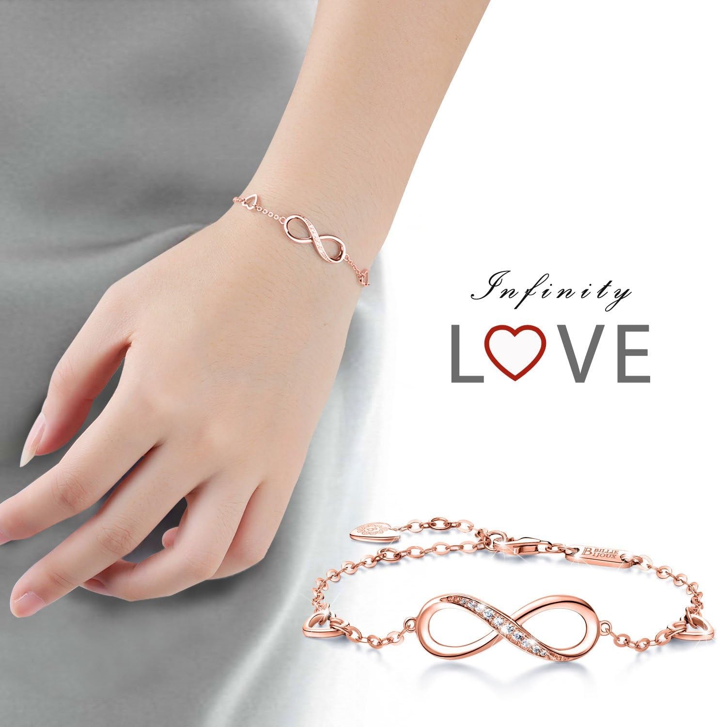 Womens 925 Sterling Silver Infinity Endless Love Symbol Charm Adjustable Bracelet Mother'S Day Gift for Wife Women Girls Mom